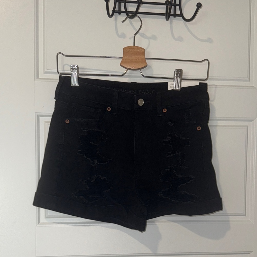 NEW american eagle ripped high waist stretch mom shorts size 4